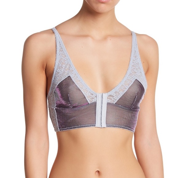 New Free People Gray Metallic Alina Soft Bra - Picture 2 of 6